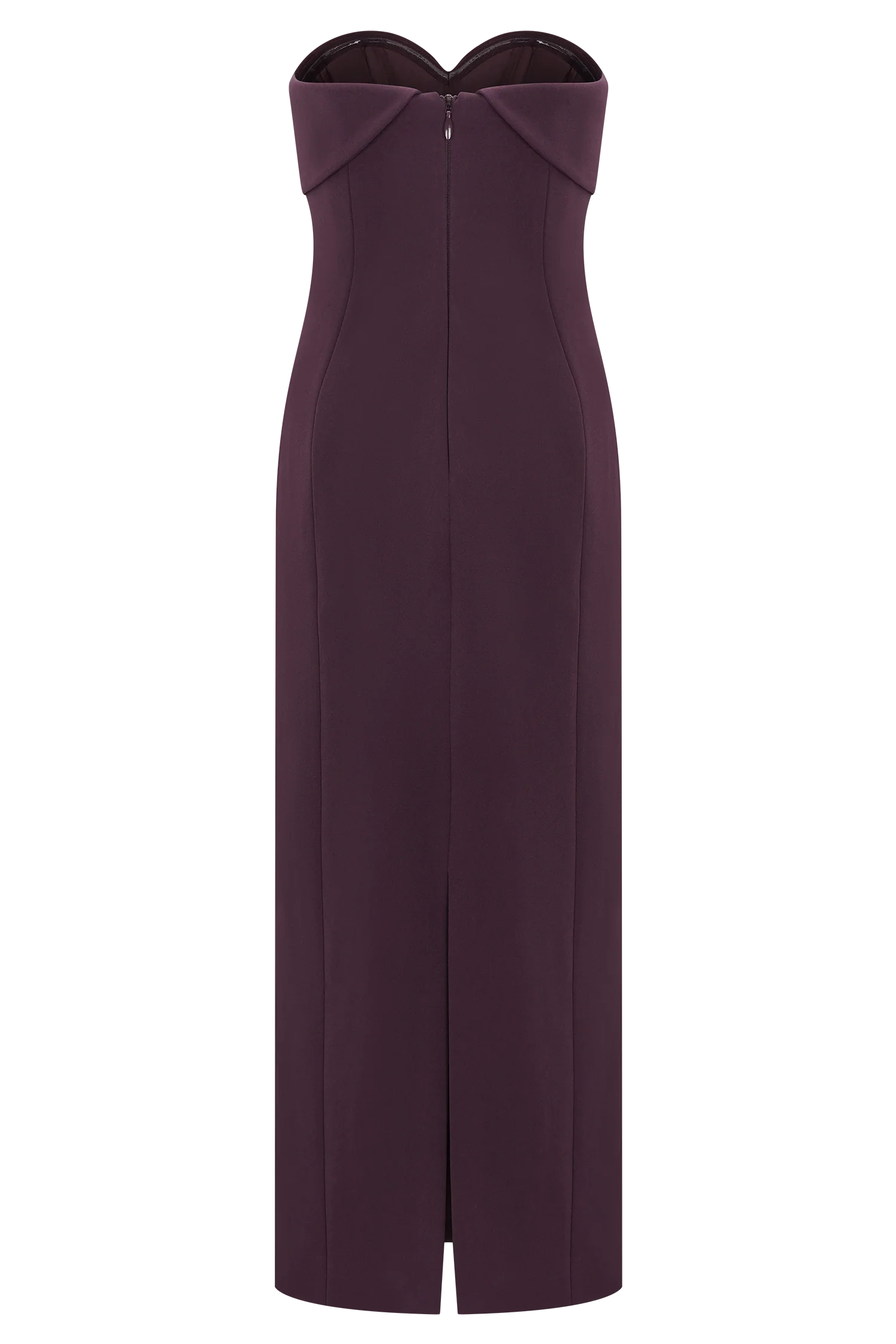 Cary Folded Strapless Crepe Midi Dress - Wine