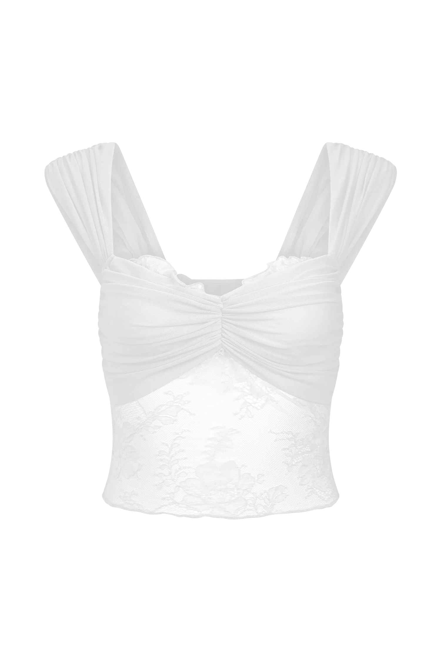 Guinevere Lace And Mesh Top - Ivory