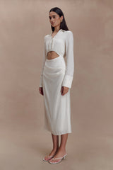 Cecilie Cut Out Shirt Midi Dress - White