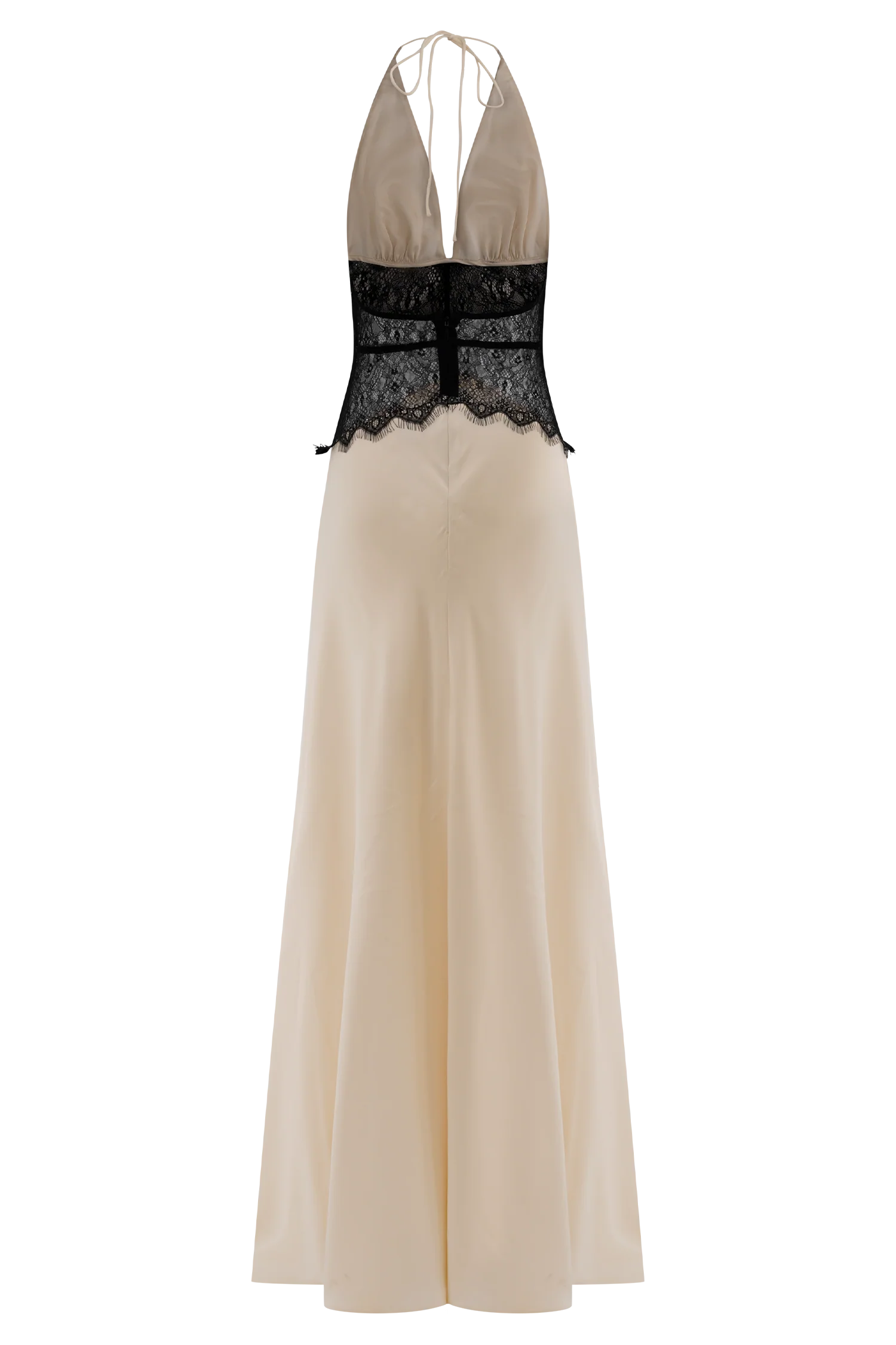 Dinah Lace And Satin Maxi Dress - Black/Ivory