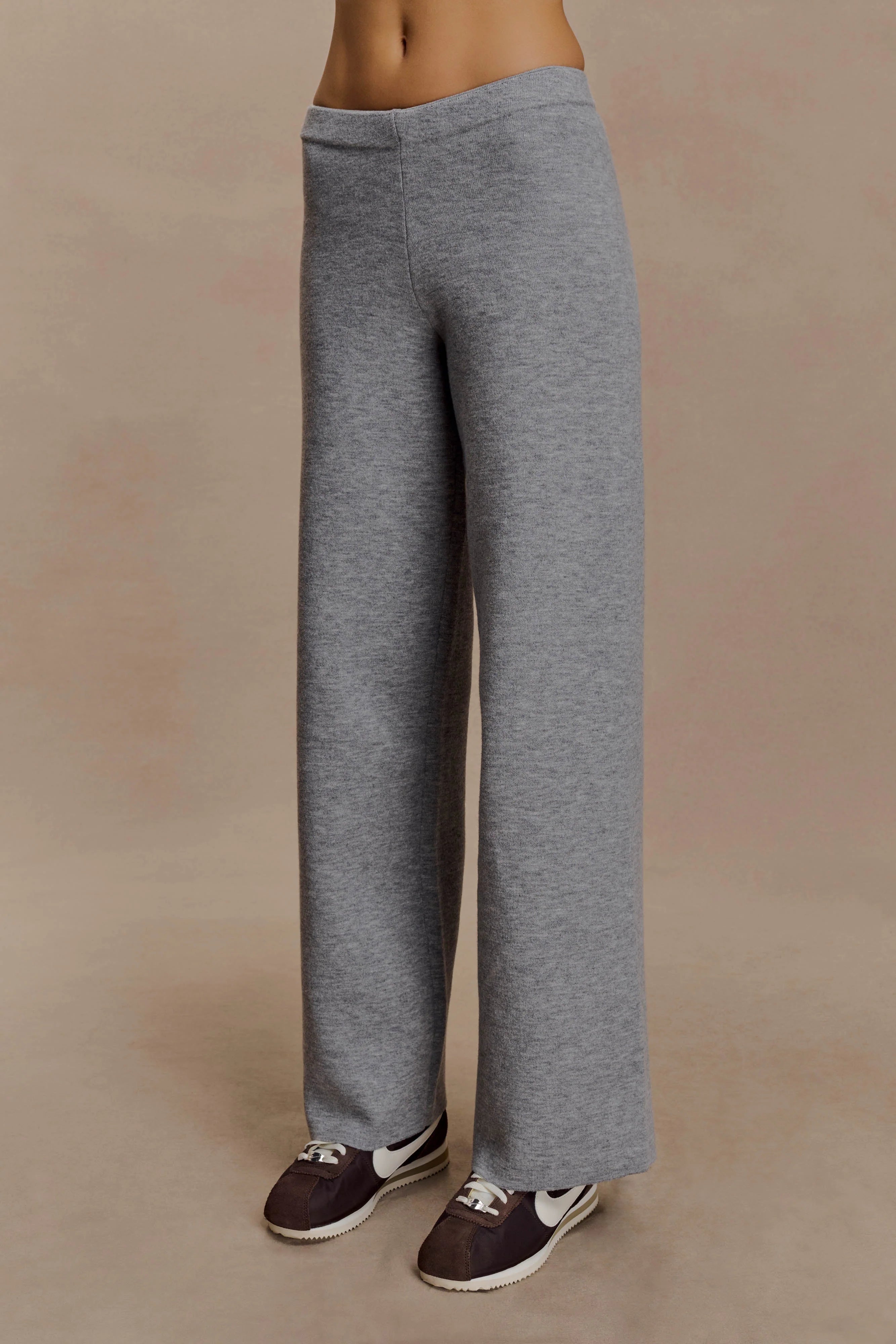 Kerrymae Straight Leg Knit Pants - Grey Marle