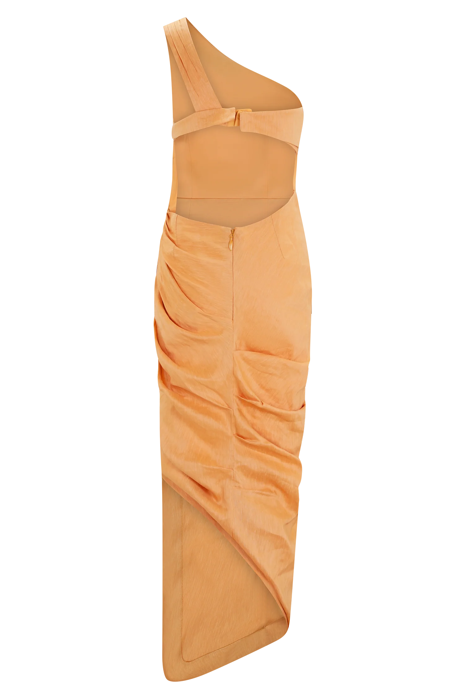 Birgit Linen Midi Dress With Hardware - Deep Peach
