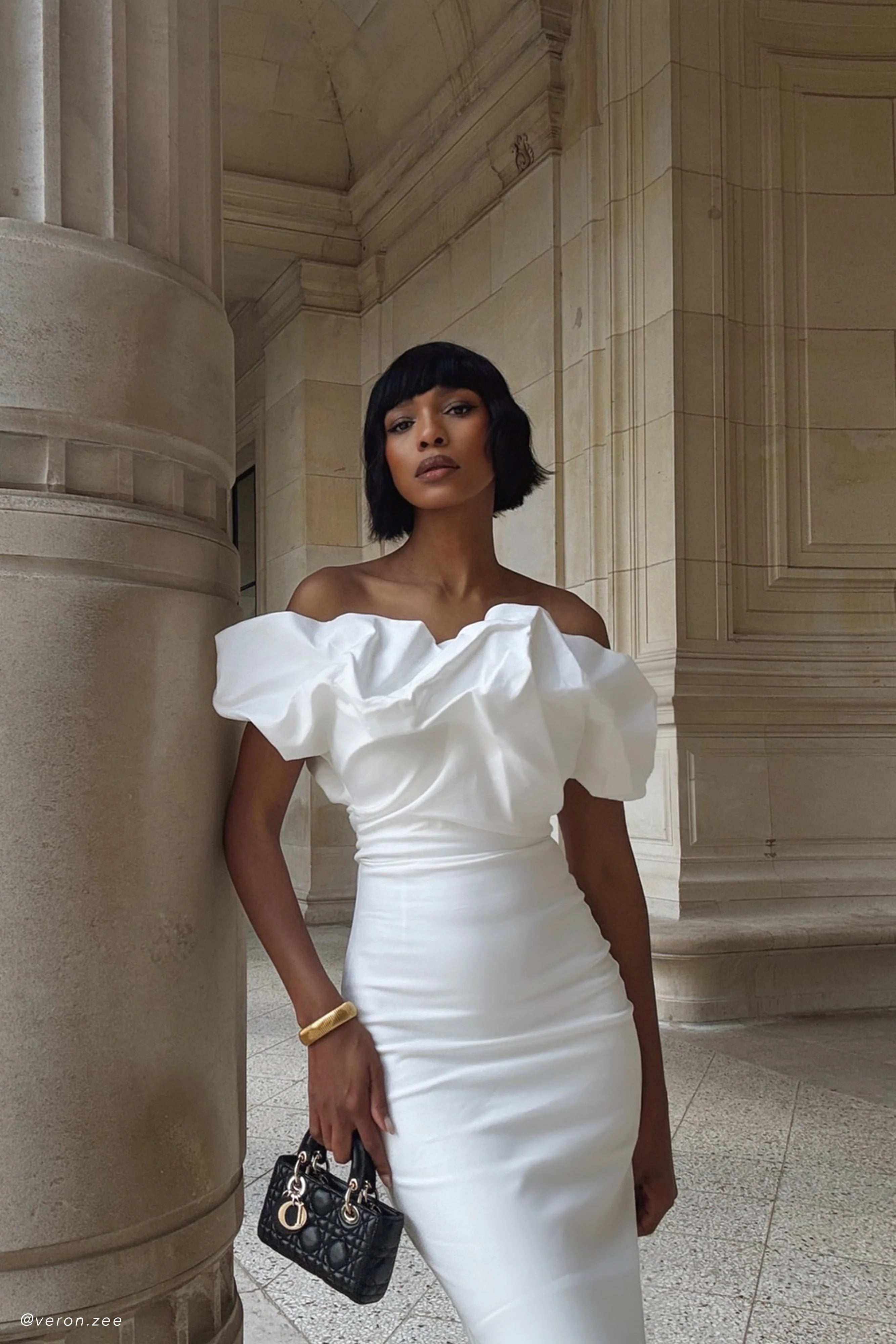 Sariya Sculptural Maxi Dress - White