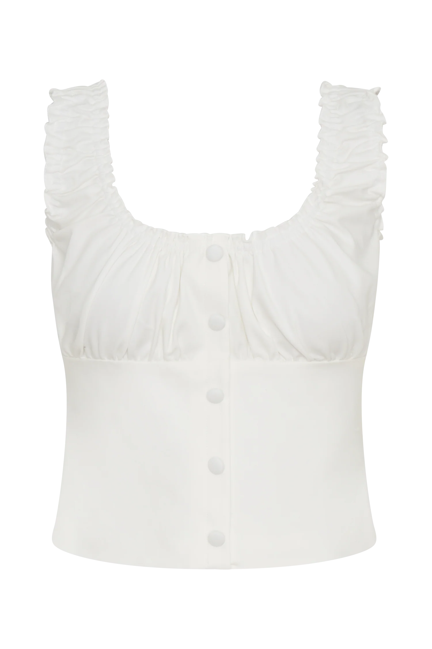 Ines Sleeveless Ruched Top - White