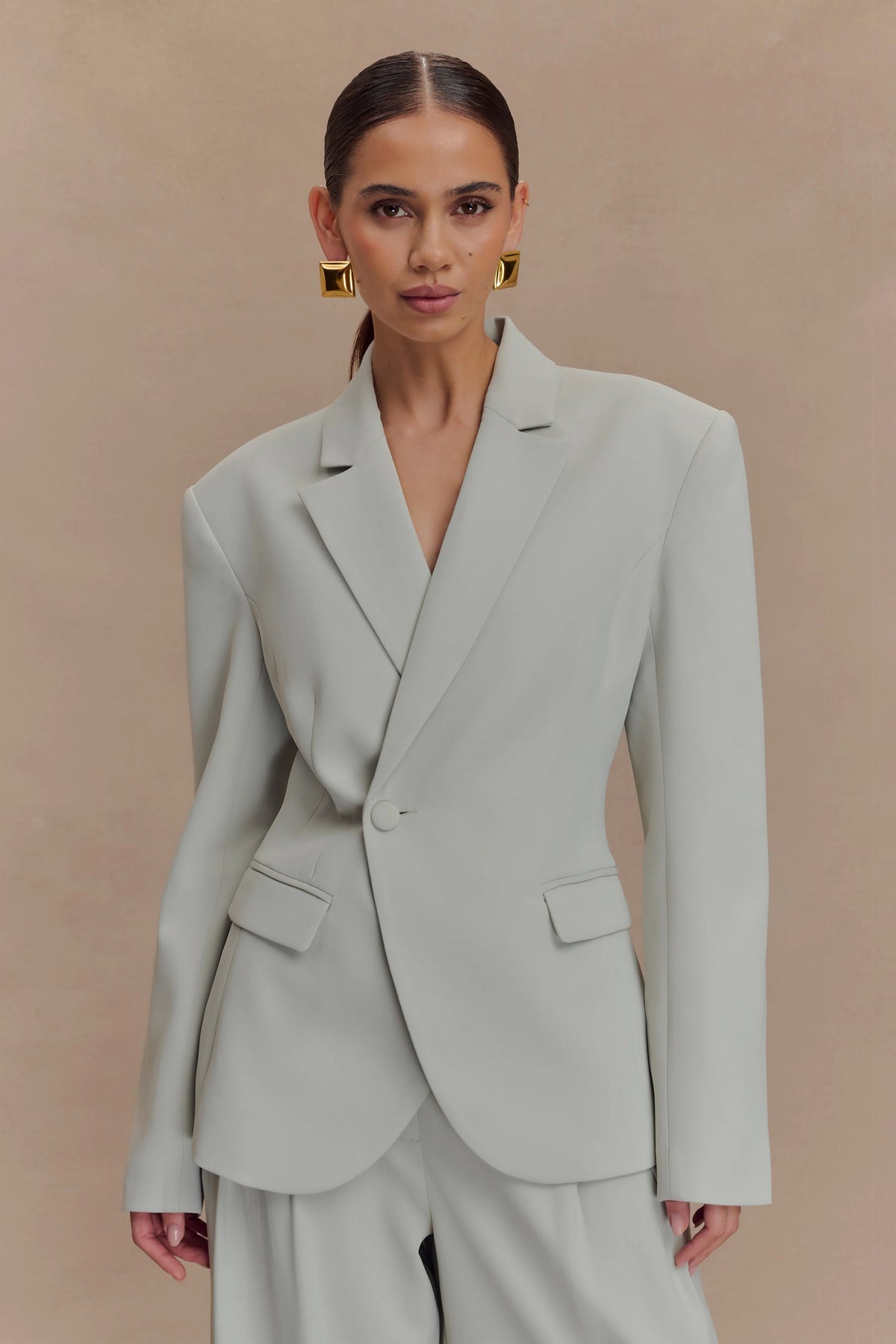 Jameson Cinched Suiting Blazer - Light Sage