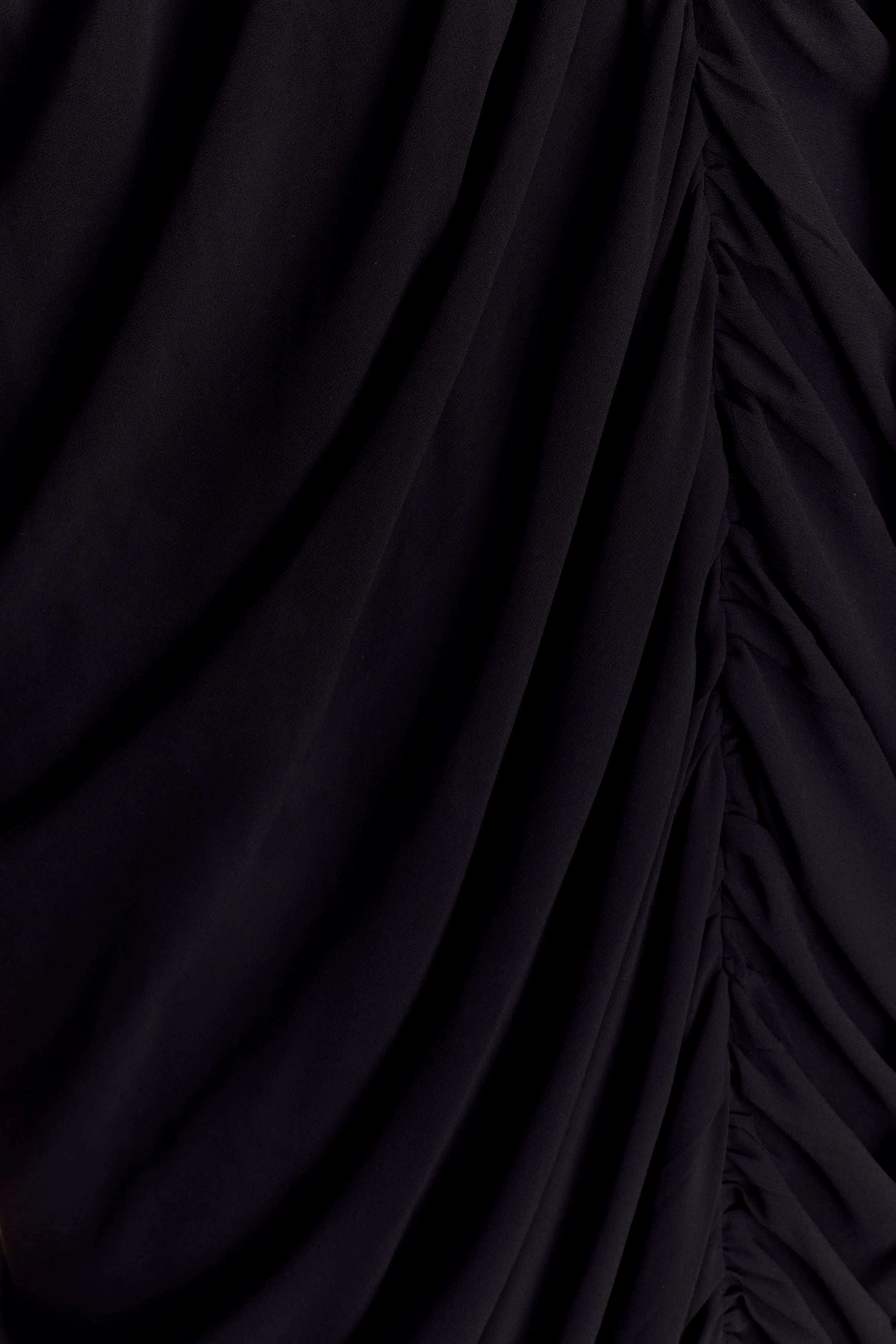 Micaela Chiffon Gathered Maxi Dress - Black