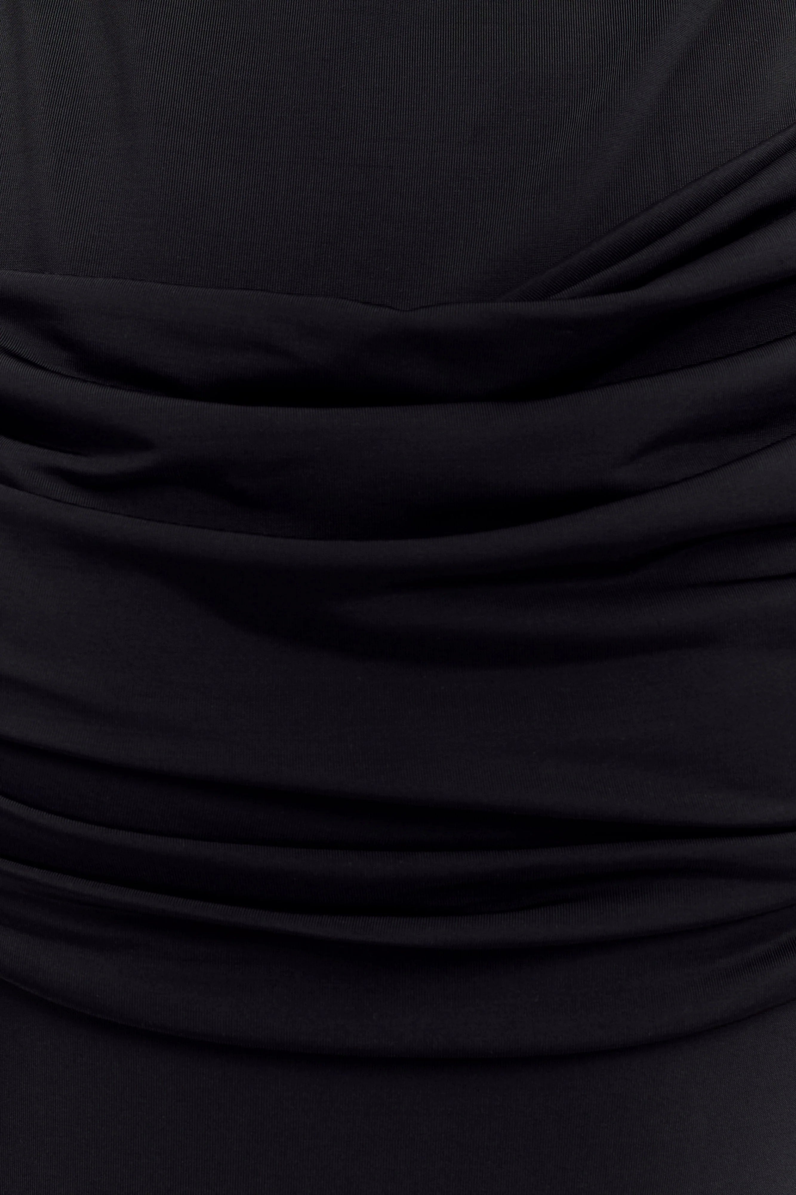 Henley Slinky Drape Maxi Dress - Black