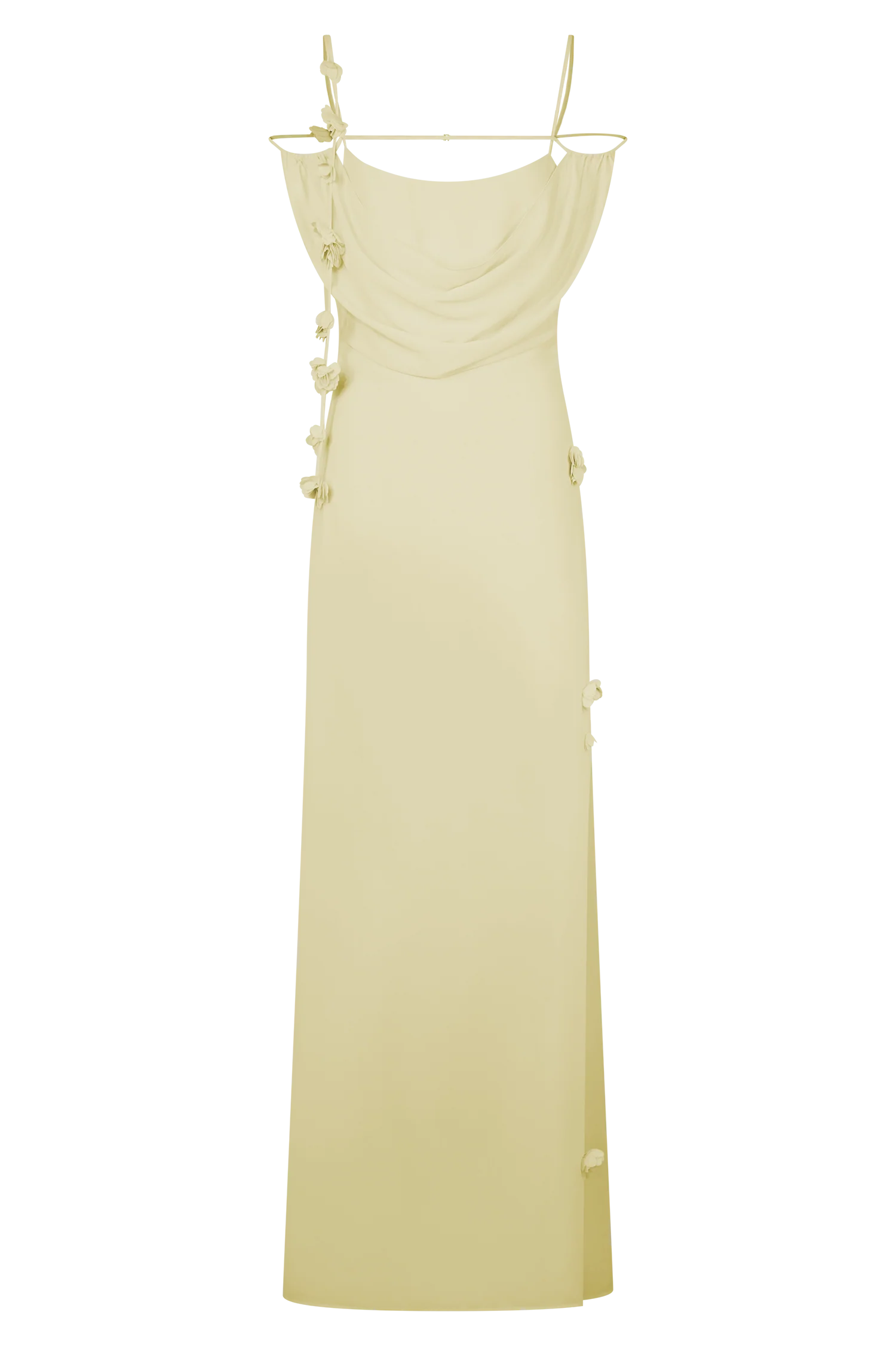 Rosalie Floral Chiffon Maxi Dress - Pastel Lemon