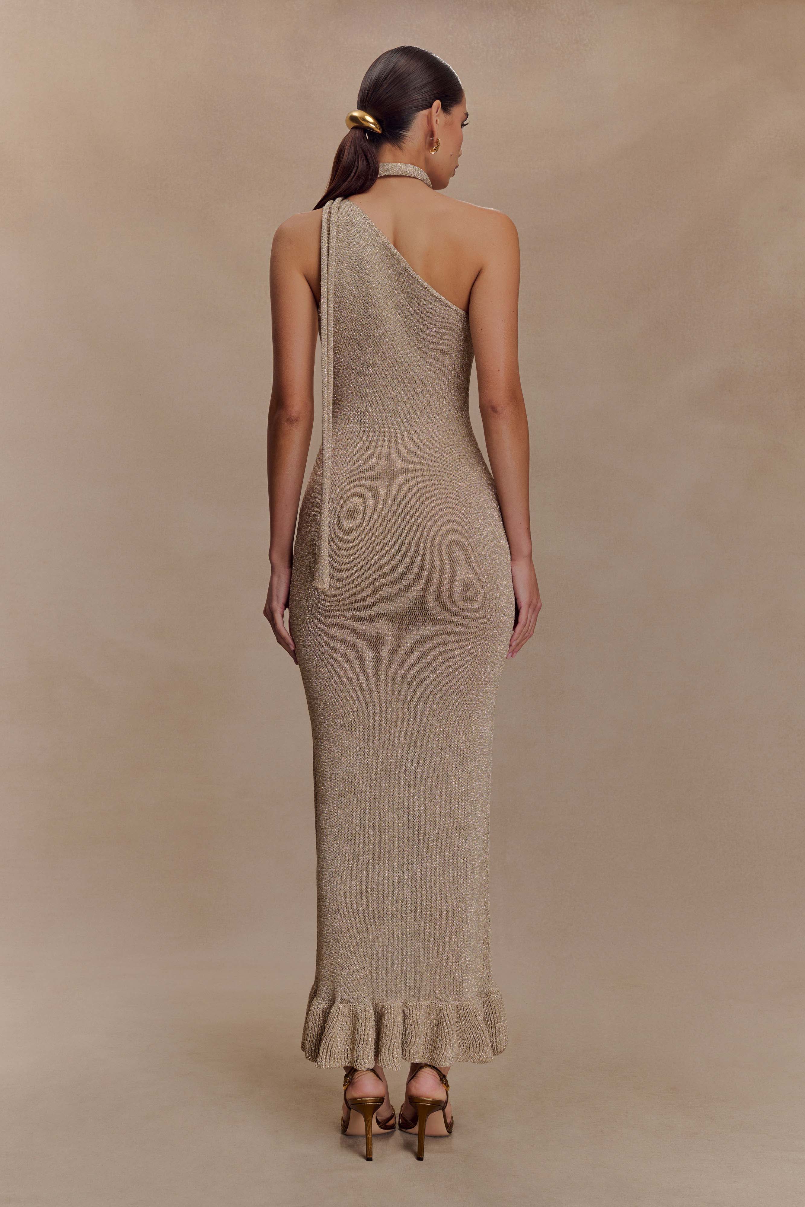 Celestino Floral Metallic Knit Maxi Dress - Gold