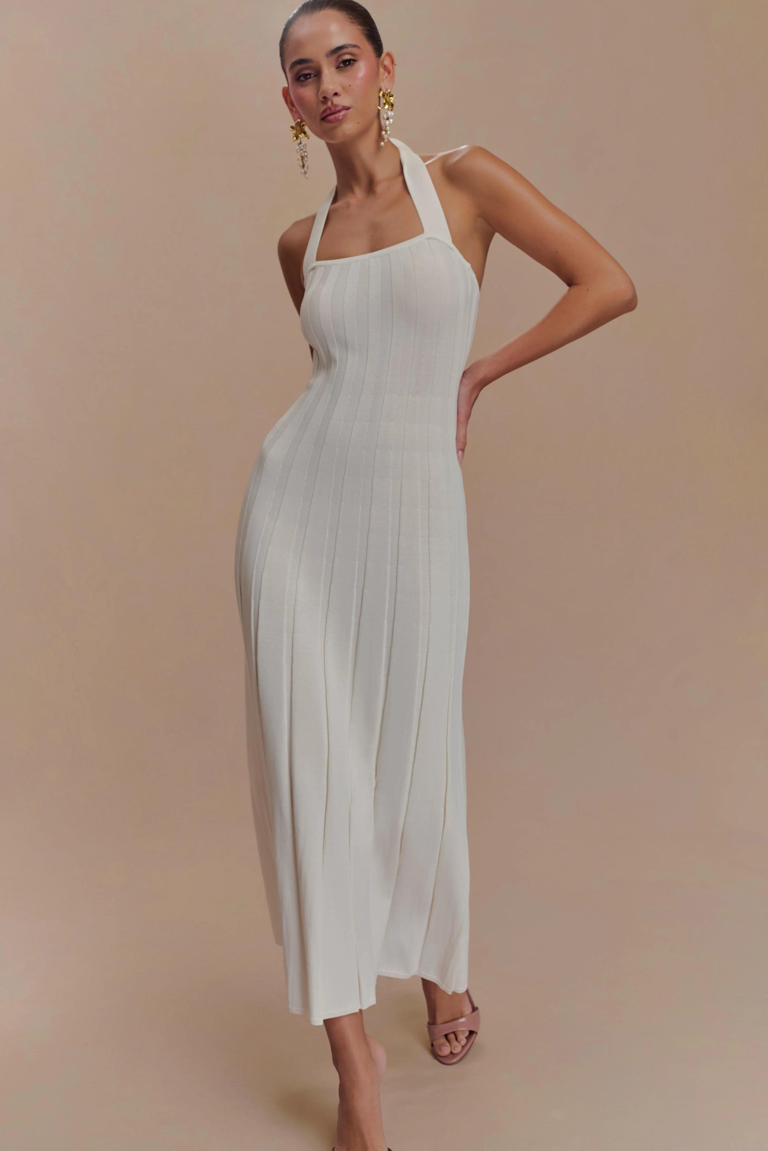 Jacqui Halter Knit Midi Dress - Ivory