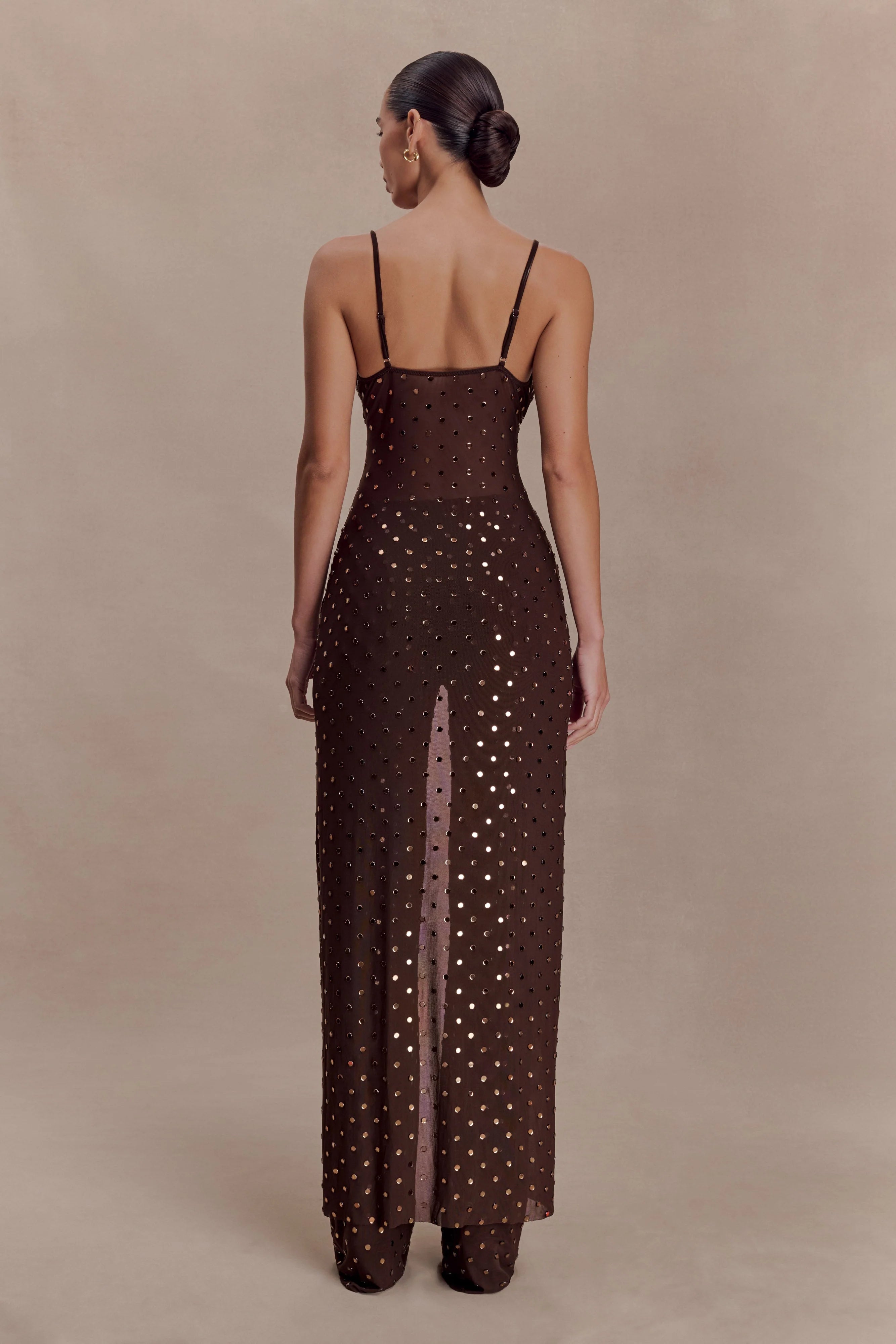 Jackie Longline Diamante Top - Chocolate