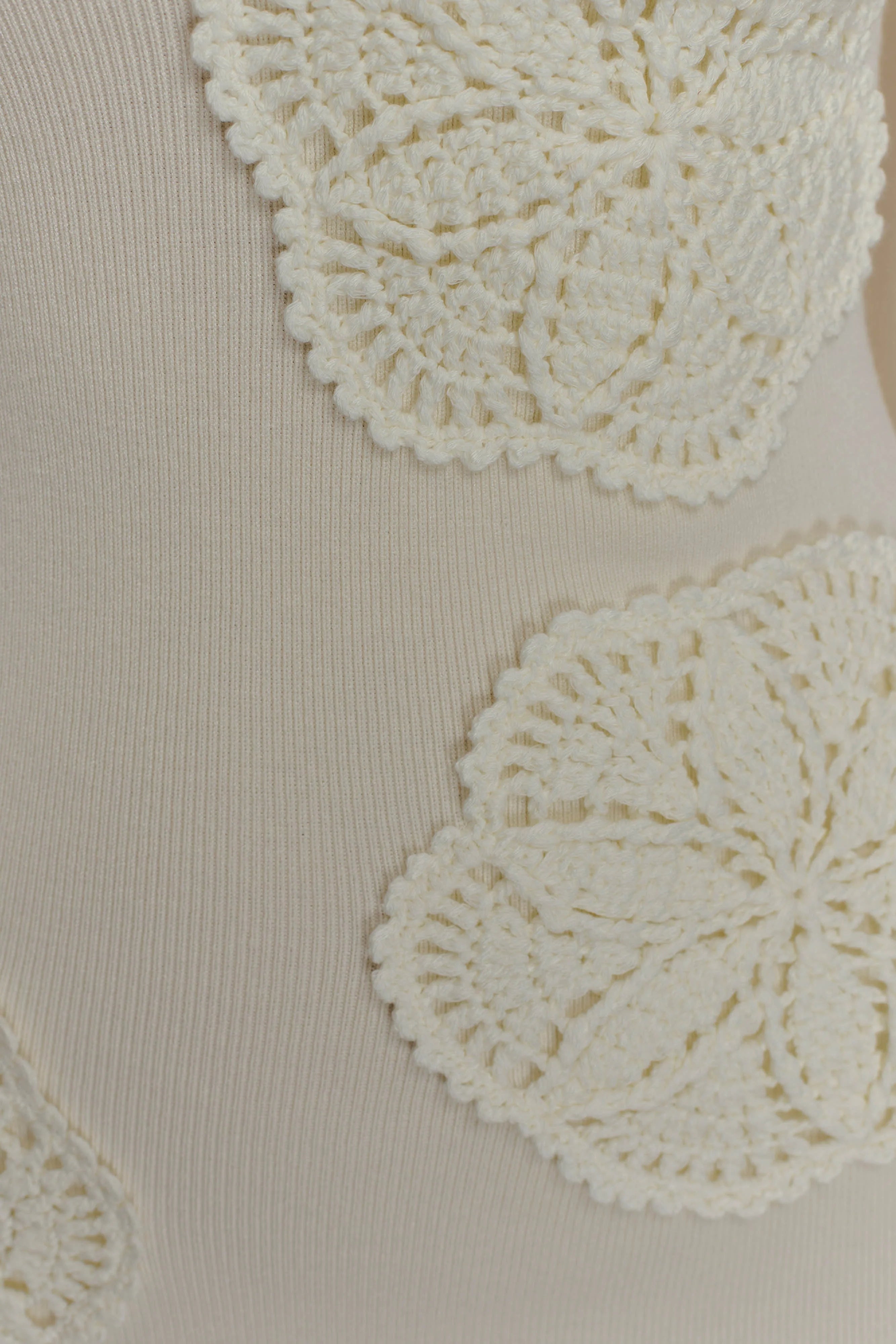 Amari Knit Crochet Knit Mini Dress - Ivory