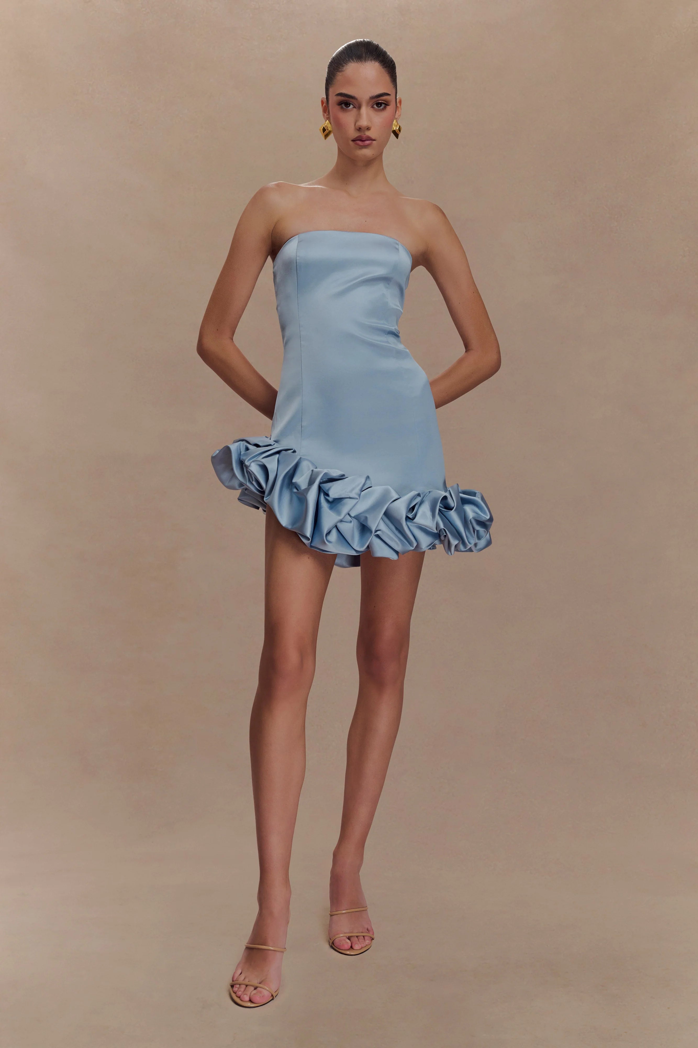 Alba Bubble Mini Dress - Cornflower Blue