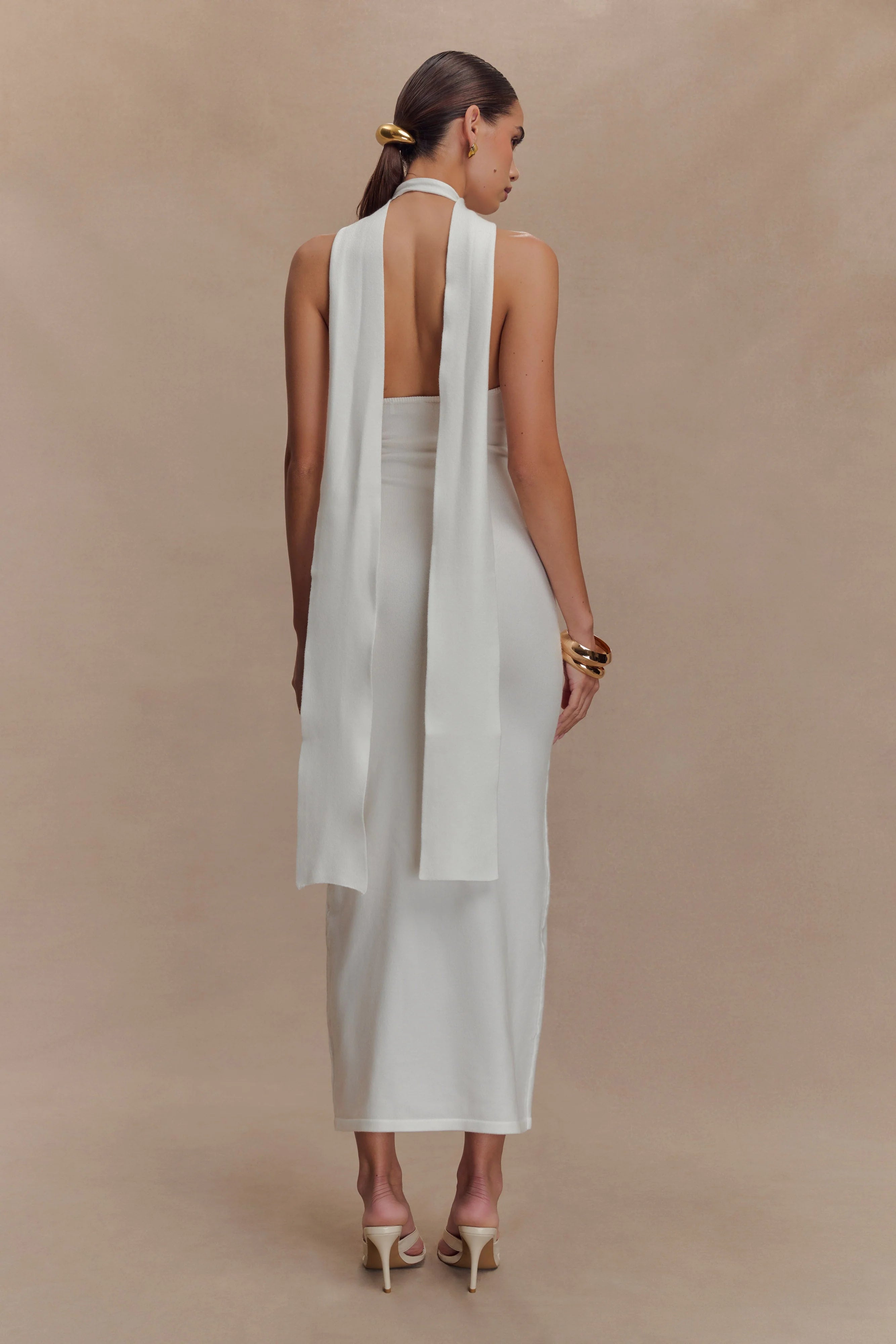 Wynn Floral Knit Midi Dress - White