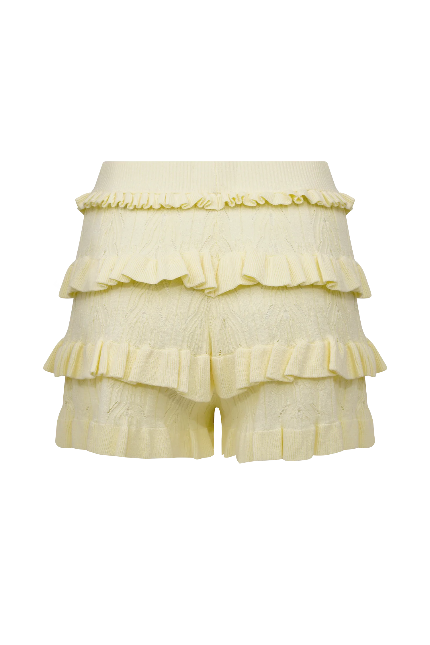 Amy Pointelle Knit Frill Bloomers - Lemon