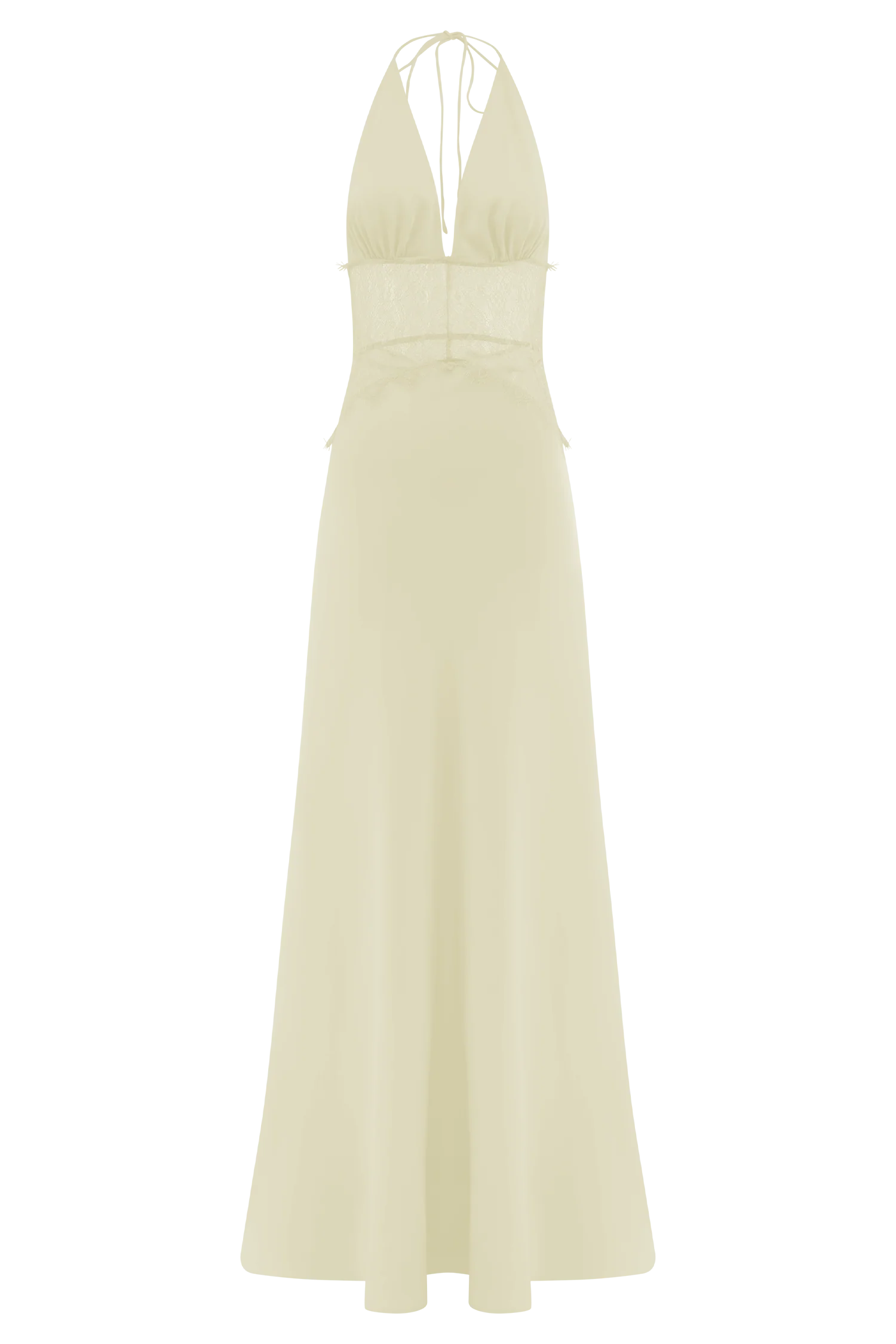 Dinah Lace And Satin Maxi Dress - Lemon