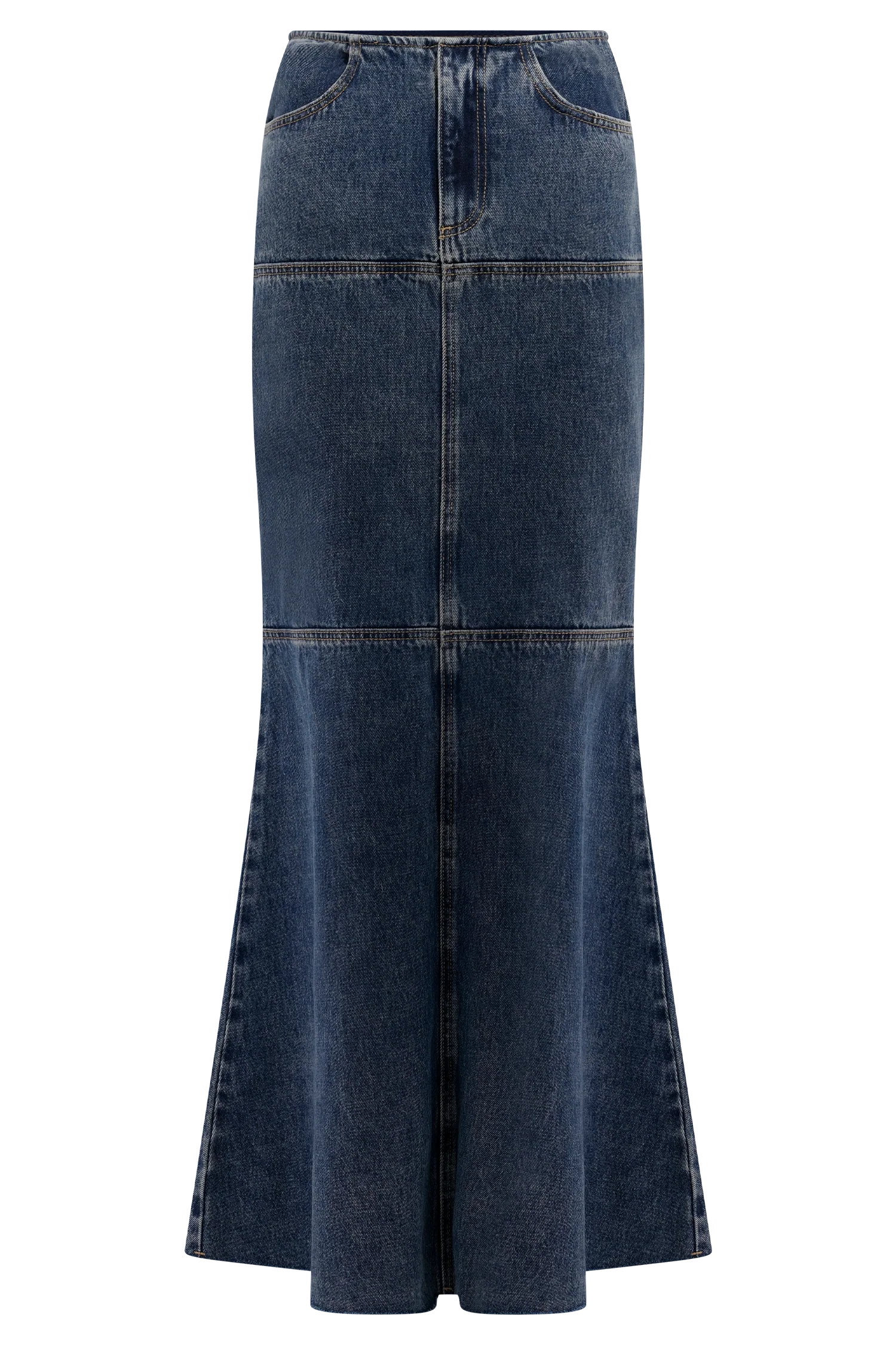 Loretta Denim Maxi Skirt - Washed Dark Blue
