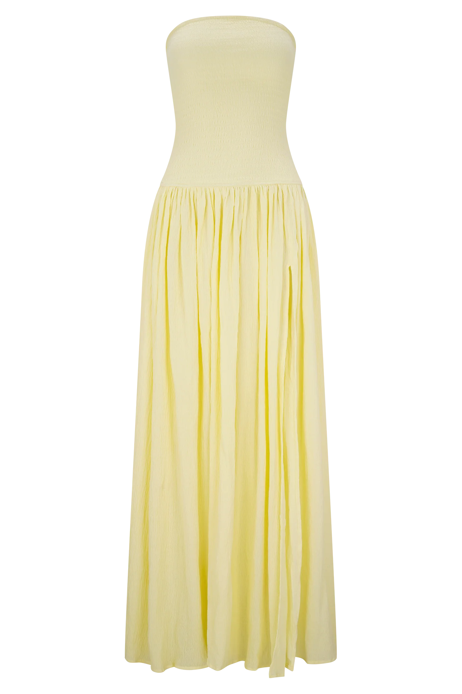 Maureen Cotton Shirring Maxi Dress - Lemon