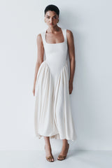 Sharon Scuba Jersey Midi Dress - Ivory