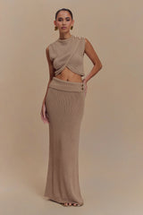 Sloane Knit Maxi Skirt - Latte