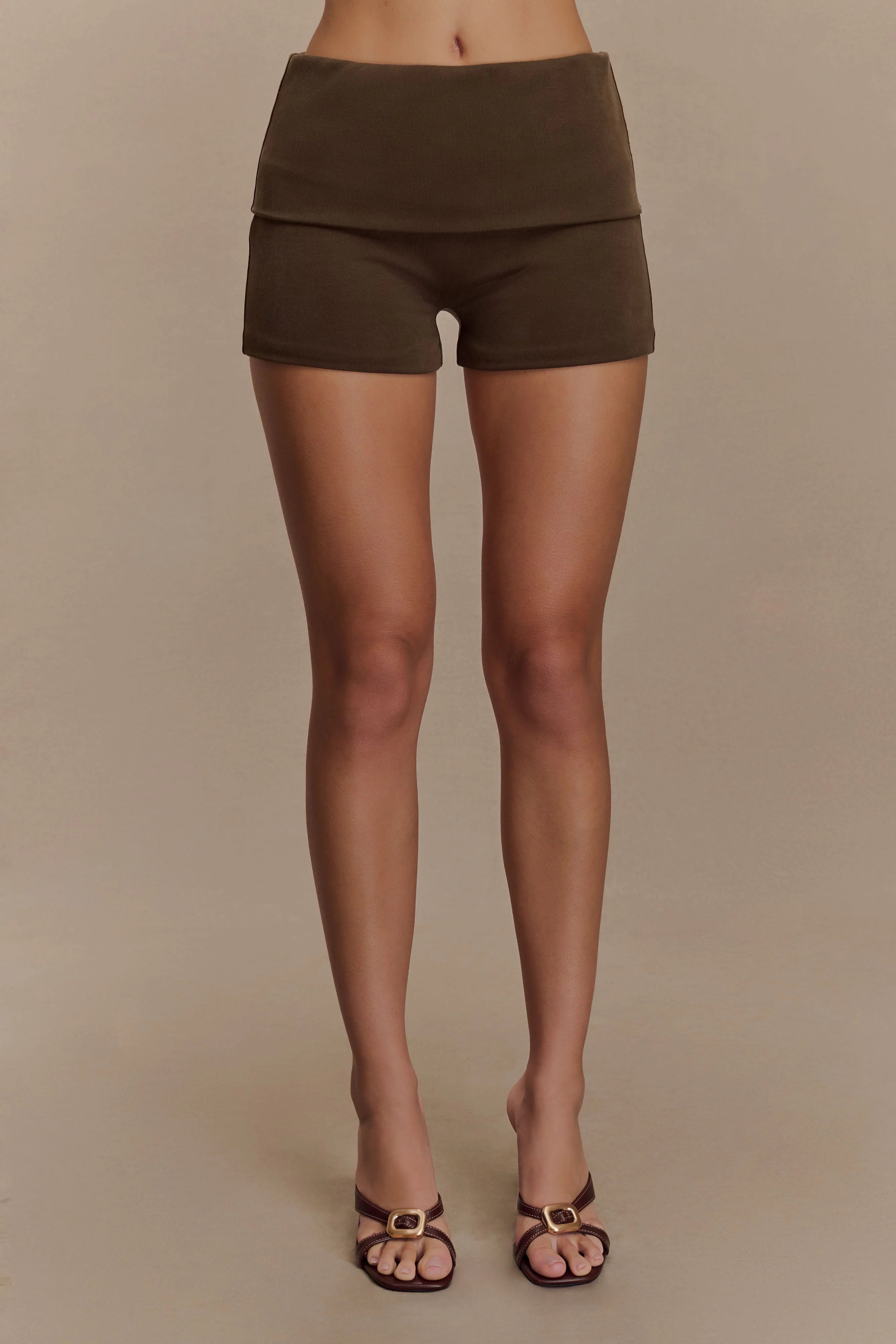 Birdie Fold Over Shorts - Chocolate