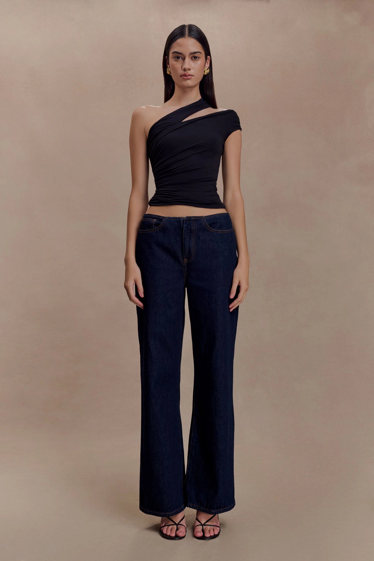 Anna One Shoulder Modal Top - Black