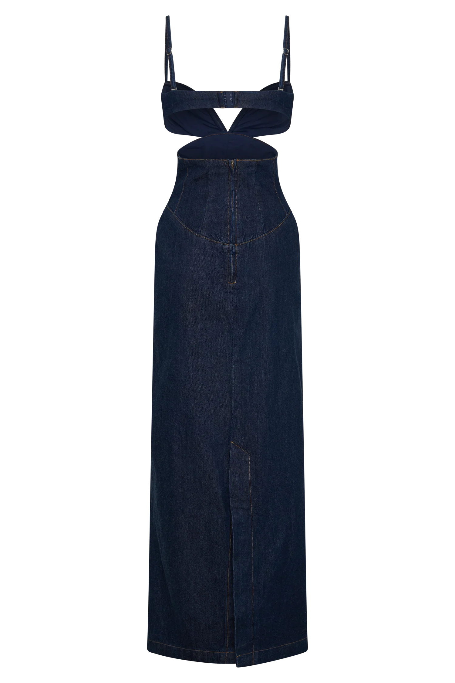 Amila Denim Cupped Maxi Dress - Indigo Blue