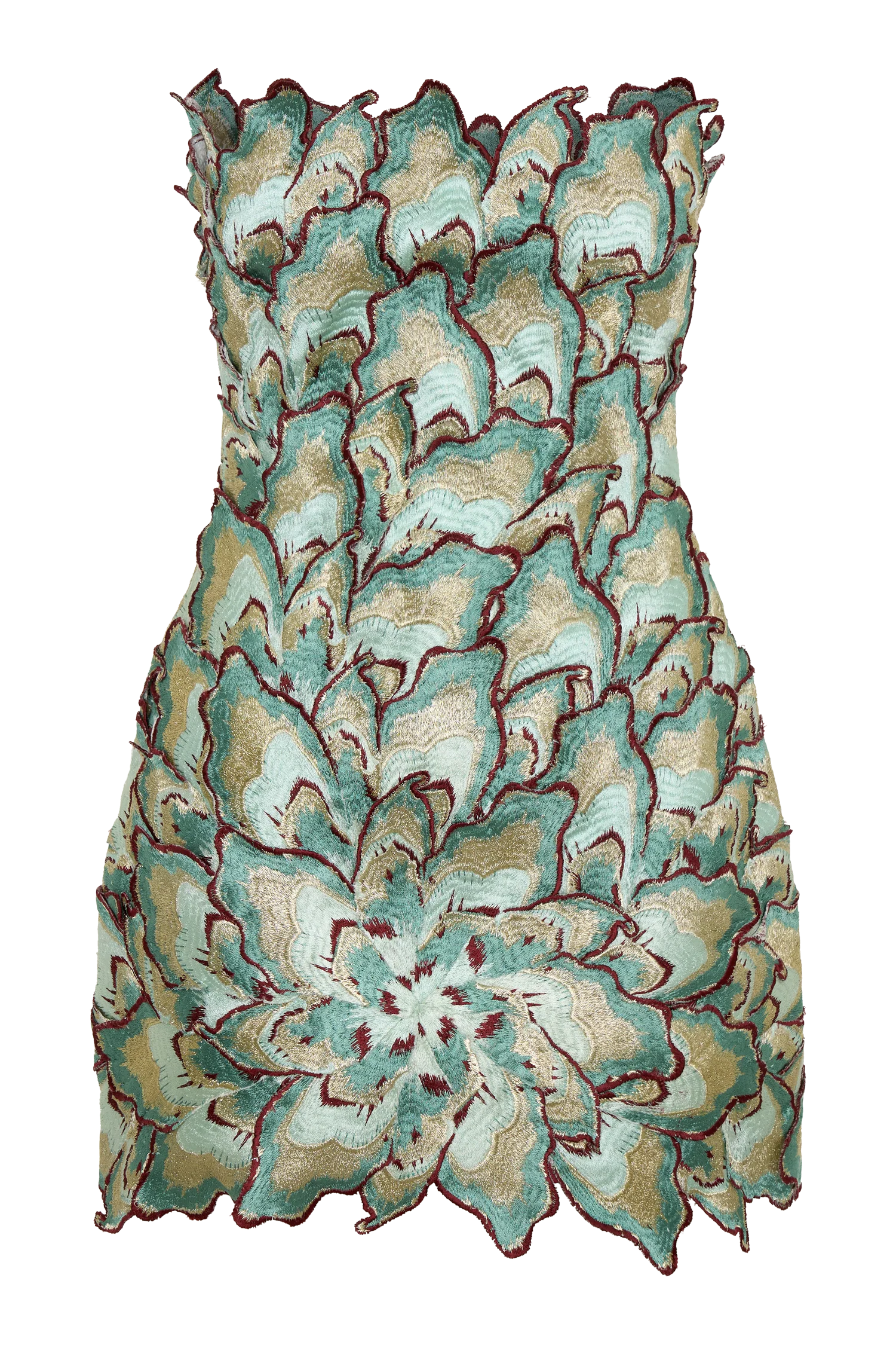 Juniper Hand Embroidered Floral Mini Dress - Gold/Teal