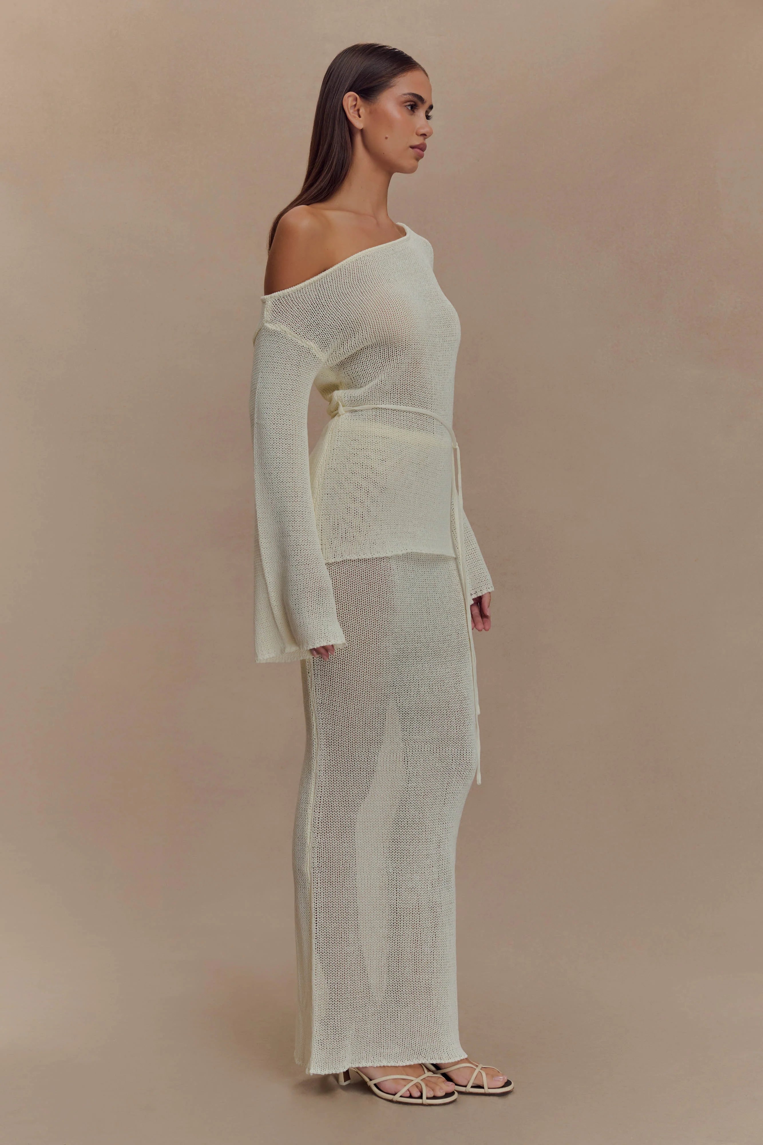 Reagan Off Shoulder Knit Top - White