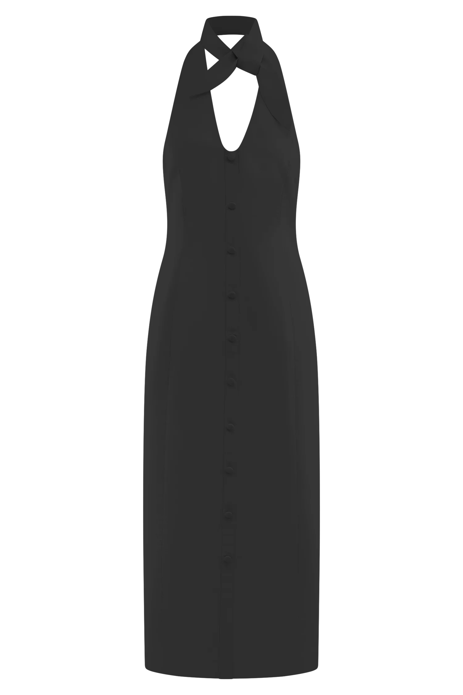 Simona Halter Neck Midi Dress - Black