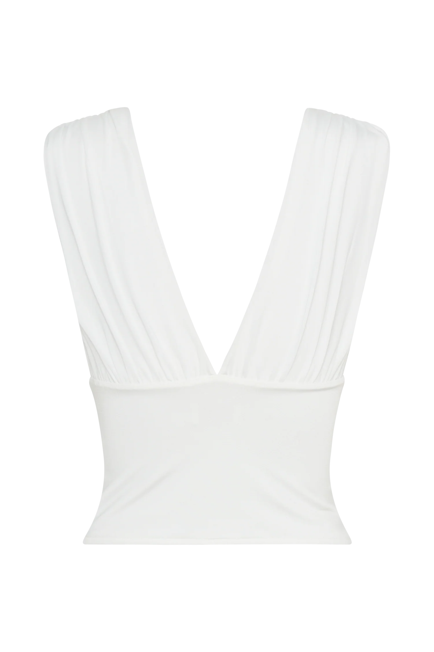 Kerrigan Slinky Ruched Sleeveless Top - White