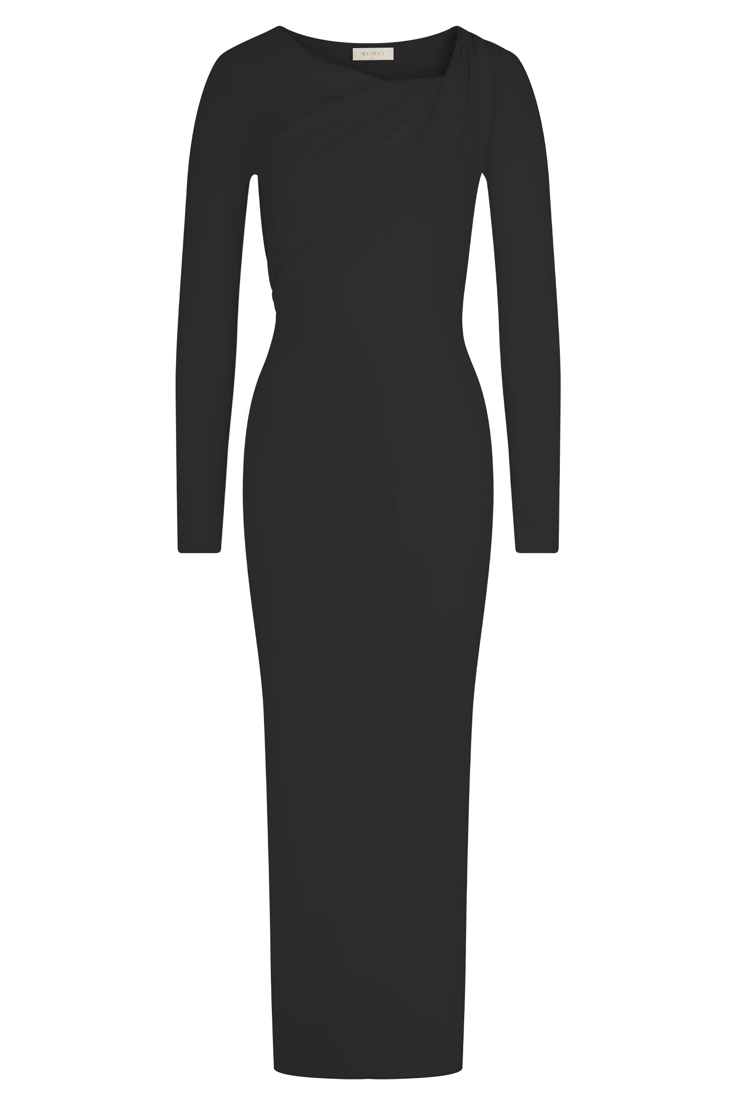 Culver Draped Twist Knit Midi Dress - Black